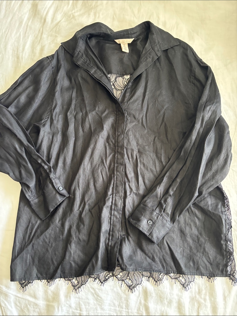 H&M Black Lace-Hem Button Front Jacket